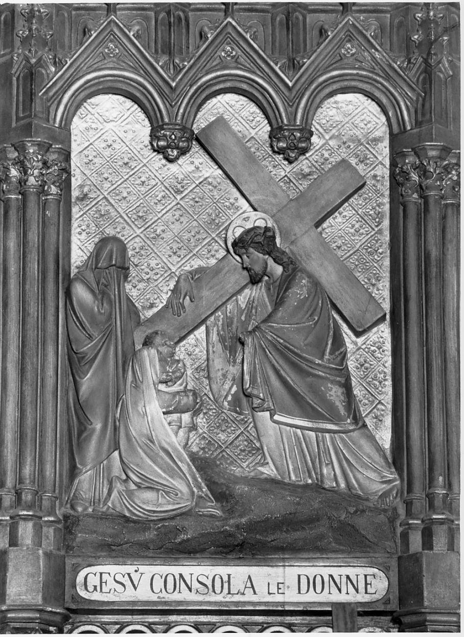 Stazione VIII: Gesu' consola le donne di Gerusalemme (formella, elemento d'insieme) - ambito lombardo (fine sec. XIX)