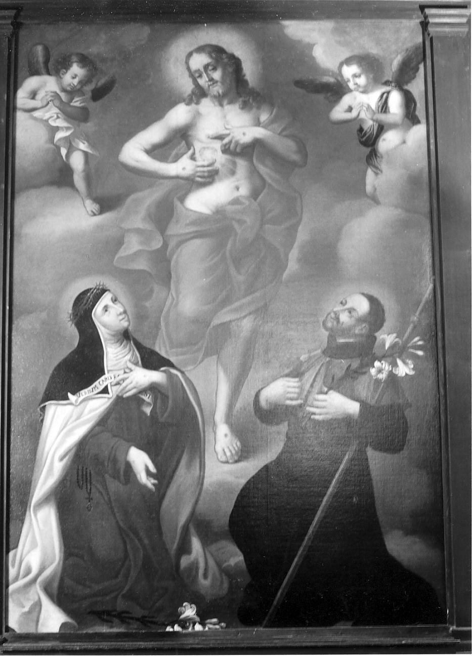 Cristo e angeli tra S. Maddalena de' Pazzi e S. Giacomo (dipinto, opera isolata) - ambito mantovano (seconda metà sec. XVIII)