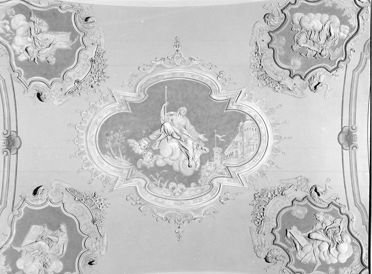 Cristo in gloria protegge la città di Piubega / cherubini (soffitto, complesso decorativo) - ambito bresciano (metà sec. XVIII)