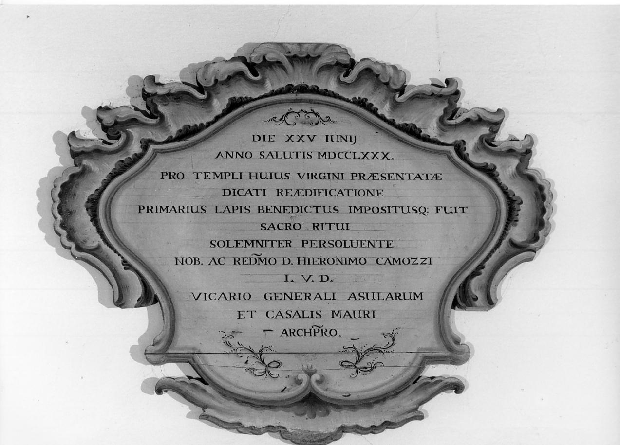 targa commemorativa, opera isolata - ambito lombardo (ultimo quarto sec. XVIII)