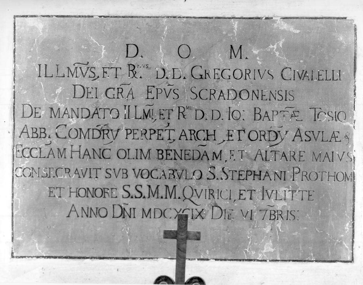 lapide, opera isolata - ambito lombardo (fine sec. XVII)