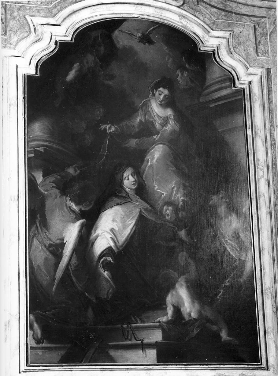 Santa Maria Maddalena dei pazzi riceve il velo dalla Madonna (dipinto, opera isolata) di Bazzani Giuseppe (sec. XVIII)