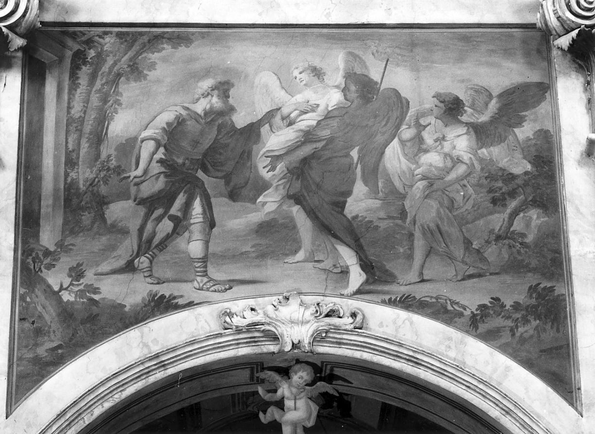 Abramo e i tre angeli (dipinto, elemento d'insieme) di Milani Giuseppe (sec. XVIII)