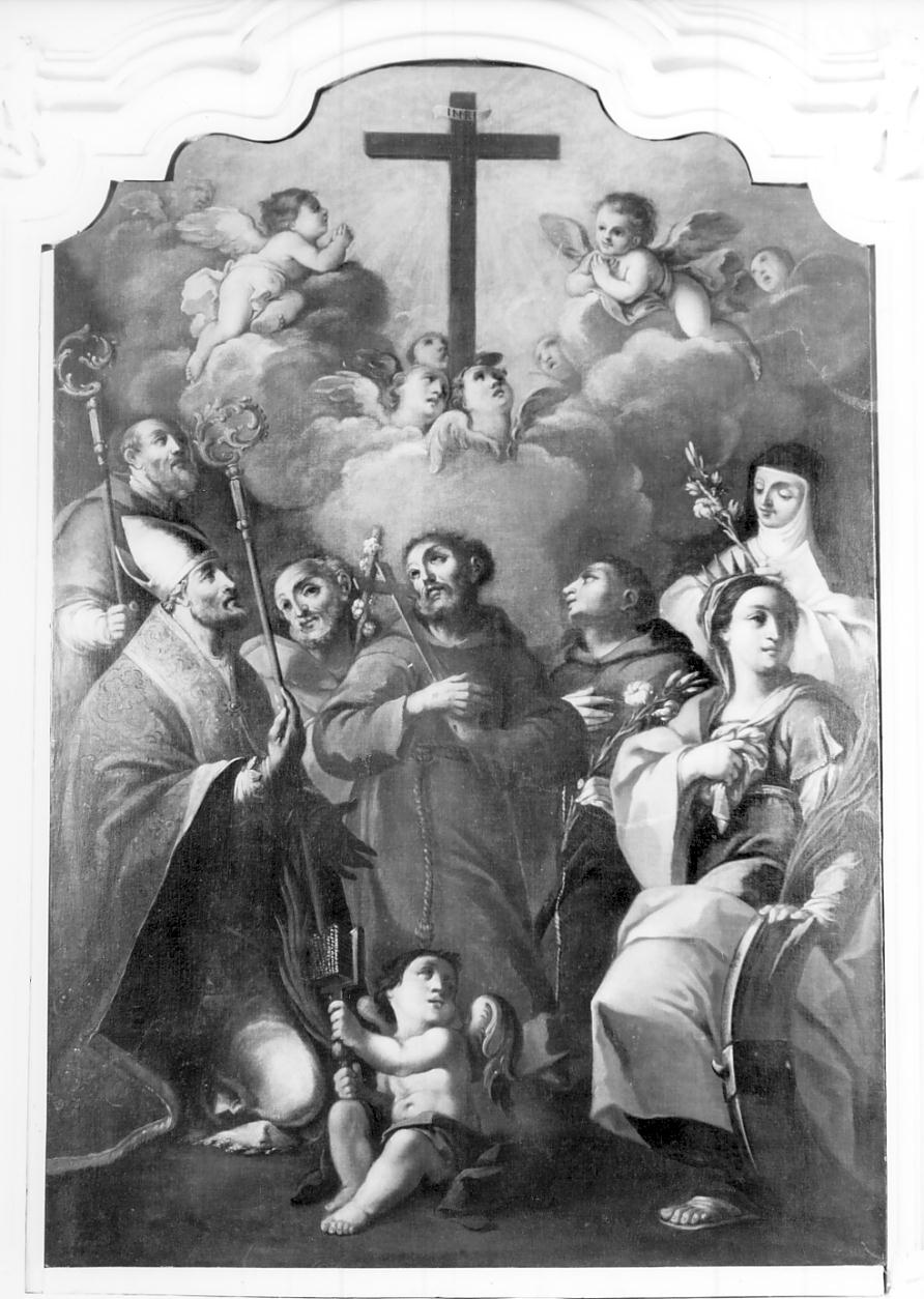 Esaltazione della Croce, Santi in adorazione della Croce (dipinto, opera isolata) - ambito veronese (sec. XVIII)