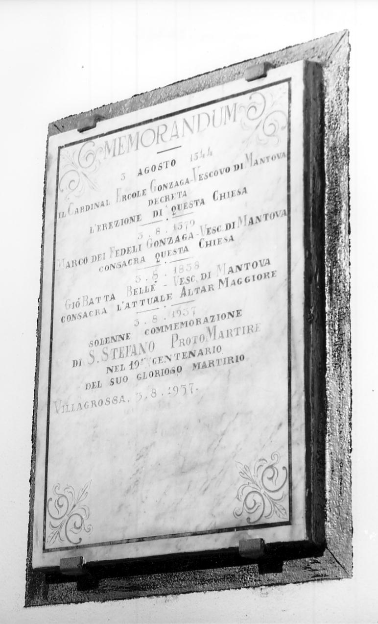 lapide documentaria, opera isolata - ambito mantovano (secondo quarto sec. XX)