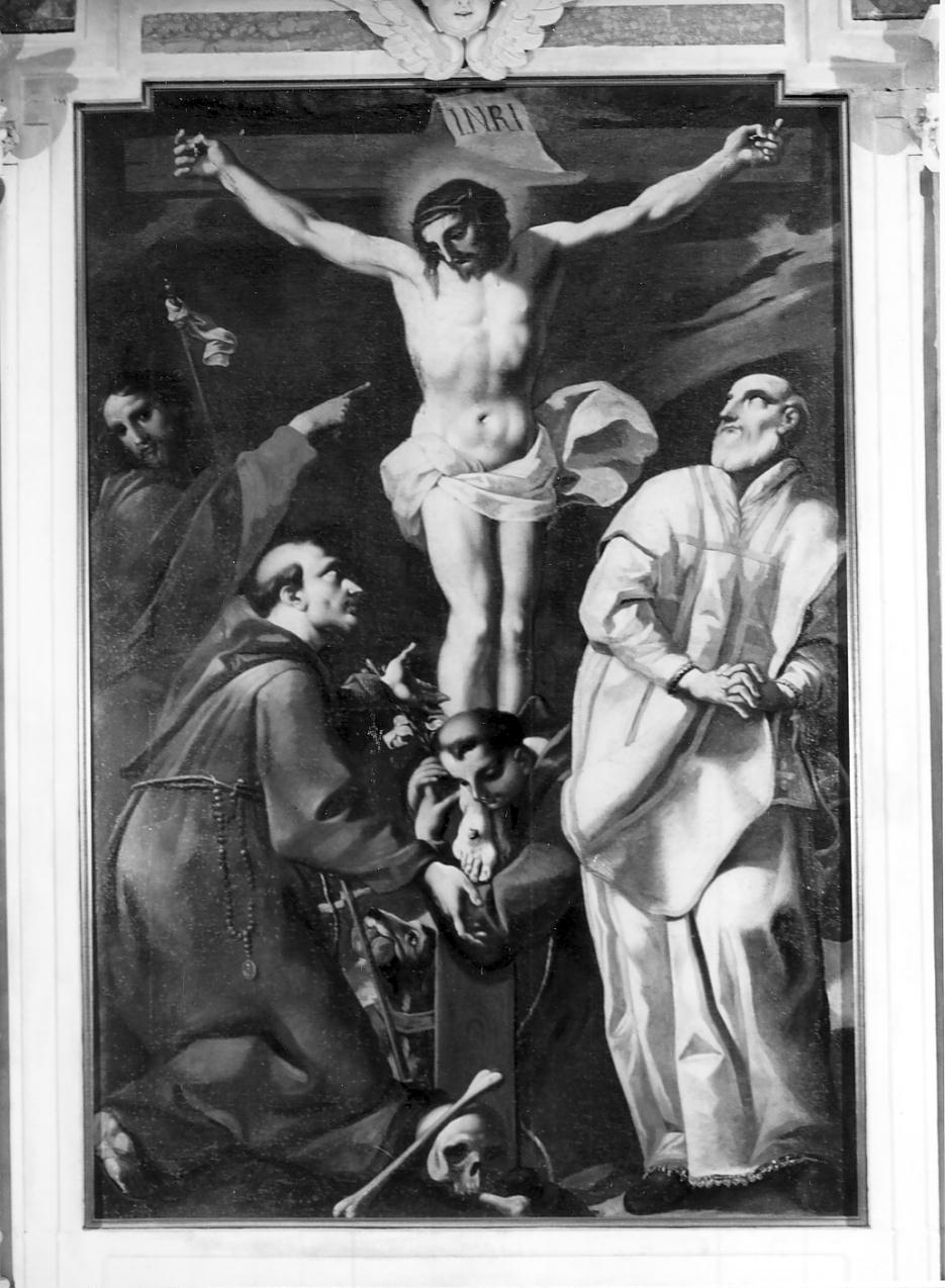 Crocifissione con S. Francesco, S. Antonio da Padova, S. Filippo Neri, S. Rocco (dipinto, elemento d'insieme) di Prunati Sante (ultimo quarto sec. XVII)