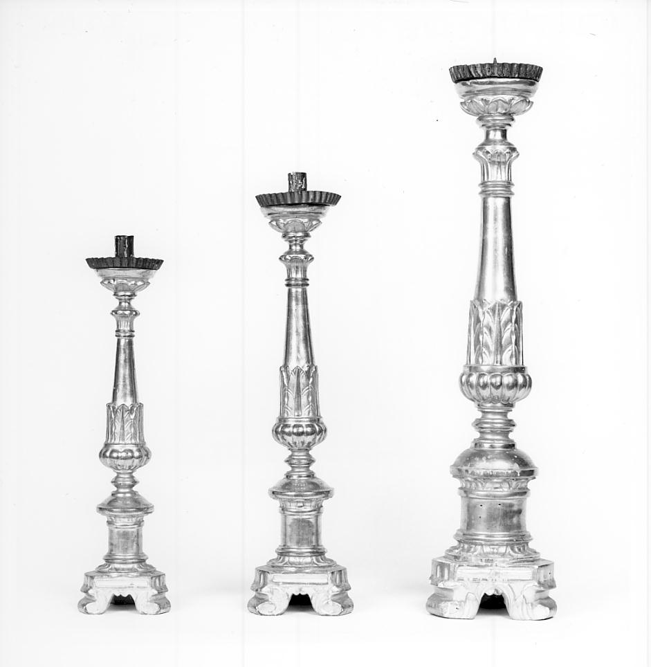 candeliere d'altare, serie - ambito lombardo (fine/inizio secc. XVII/ XIX)