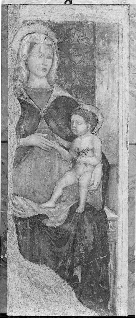 Madonna in trono con Bambino (dipinto, frammento) - ambito lombardo (fine sec. XV)