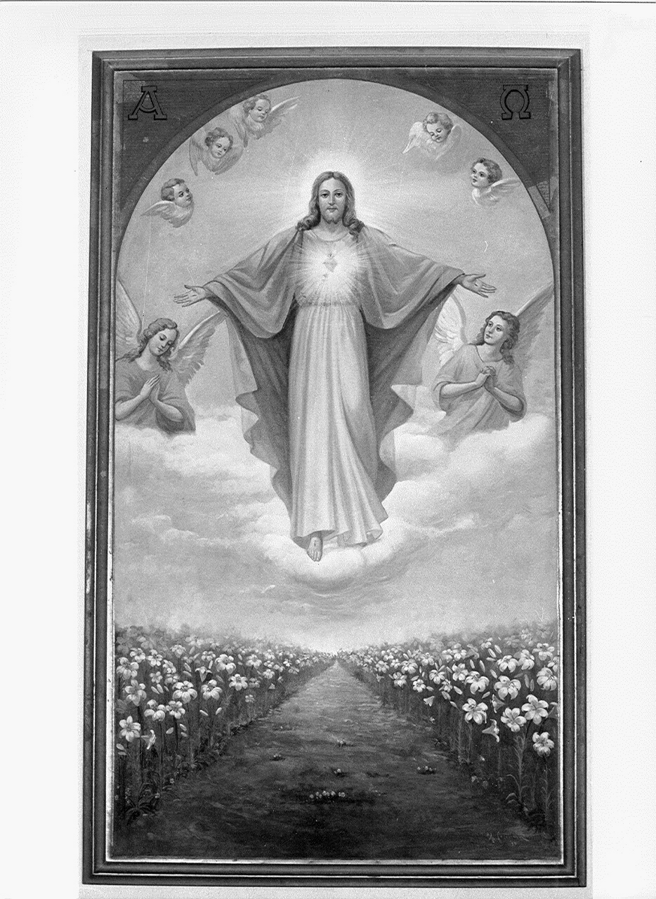 Cristo redentore con angeli (dipinto, elemento d'insieme) di Colonna Umberto (secondo quarto sec. XX)