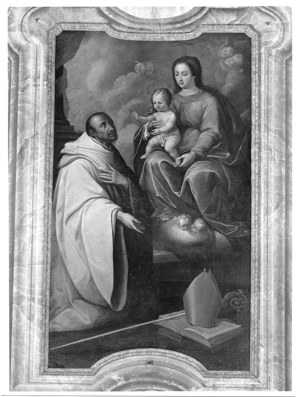 Madonna con Bambino e il Beato Bernardo Tolomei (dipinto, elemento d'insieme) - ambito dell'Italia centrale (fine/inizio secc. XVII/ XVIII)
