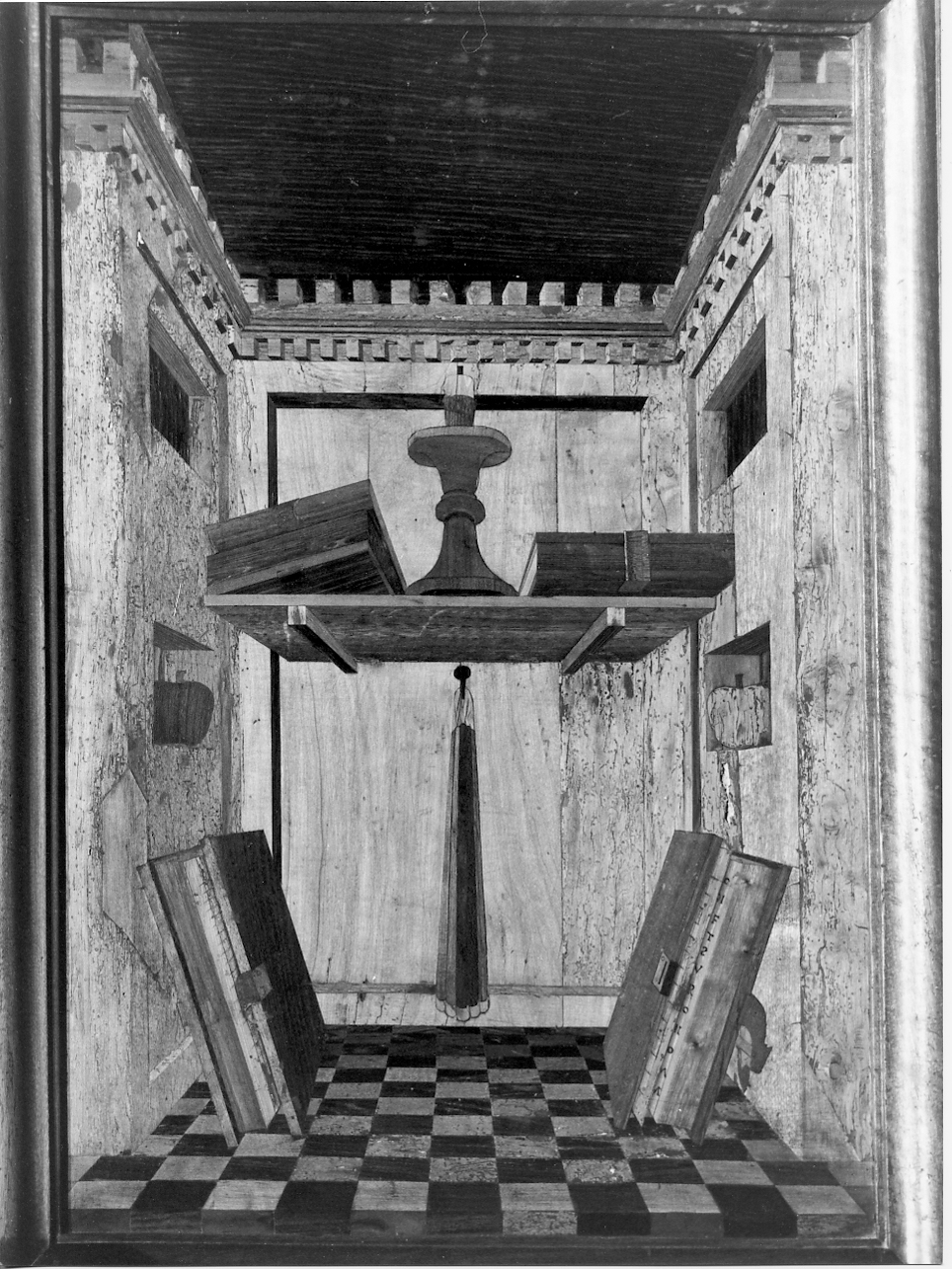 veduta di un palazzo (schienale, elemento d'insieme) di Rocchi Cristoforo (ultimo quarto sec. XV)