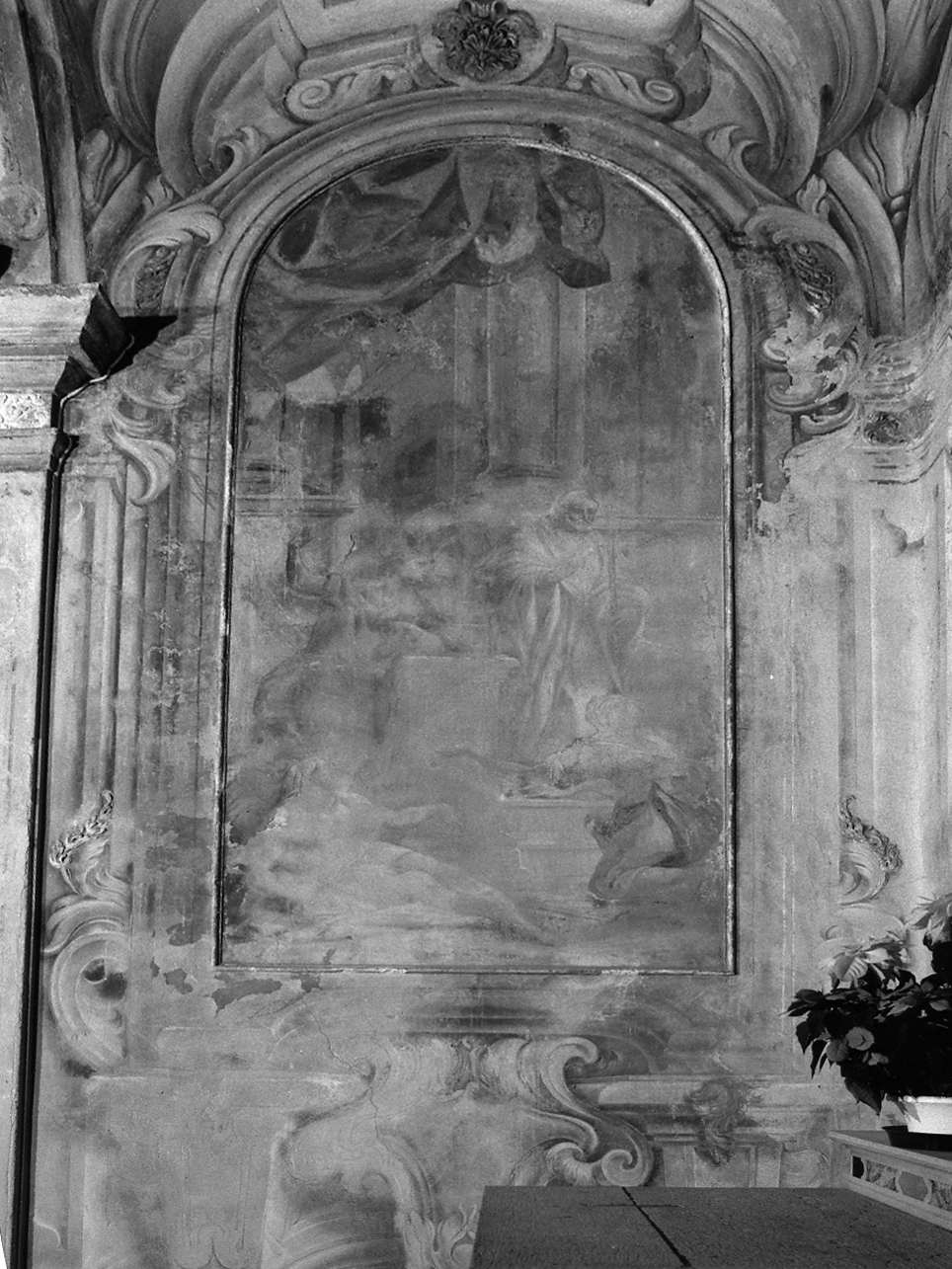 San Benedetto resuscita un morto (dipinto, elemento d'insieme) di Sassi Giovanni Battista (sec. XVIII)
