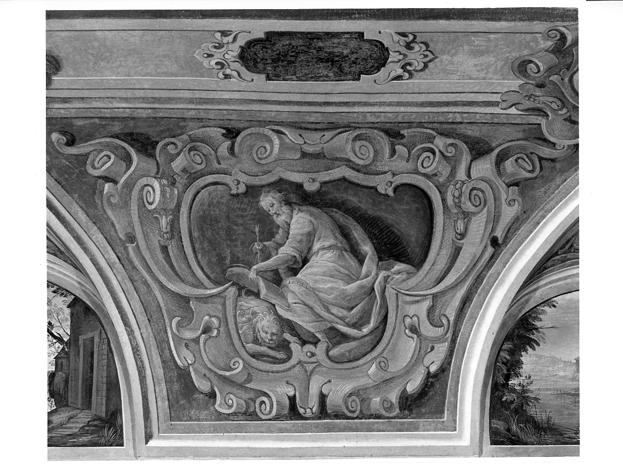 San Marco Evangelista (dipinto, elemento d'insieme) di Inchiocco Giovanni Giacomo detto Barbello (e aiuti) (sec. XVII)