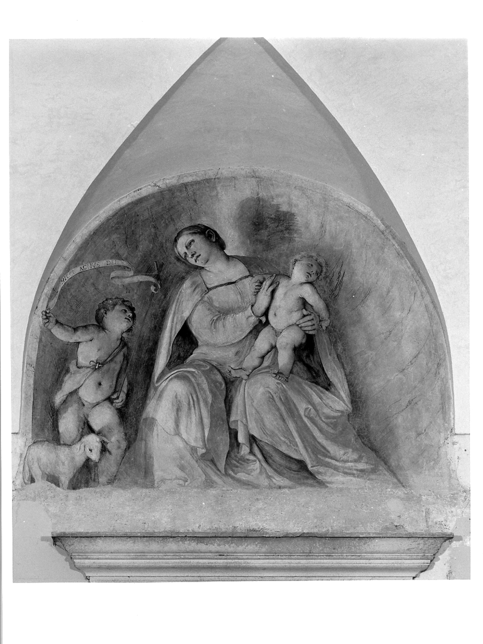 Madonna con Bambino e San Giovannino (dipinto, elemento d'insieme) di Romani Girolamo detto Romanino (sec. XVI)