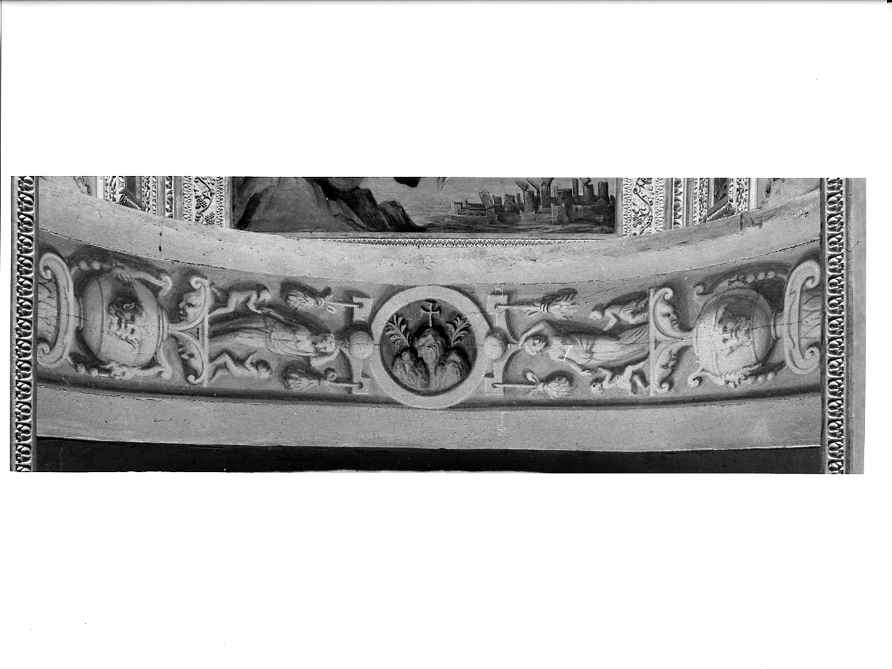 grottesche con stemma olivetano clipeato (dipinto, elemento d'insieme) di Gambara Lattanzio (terzo quarto sec. XVI)