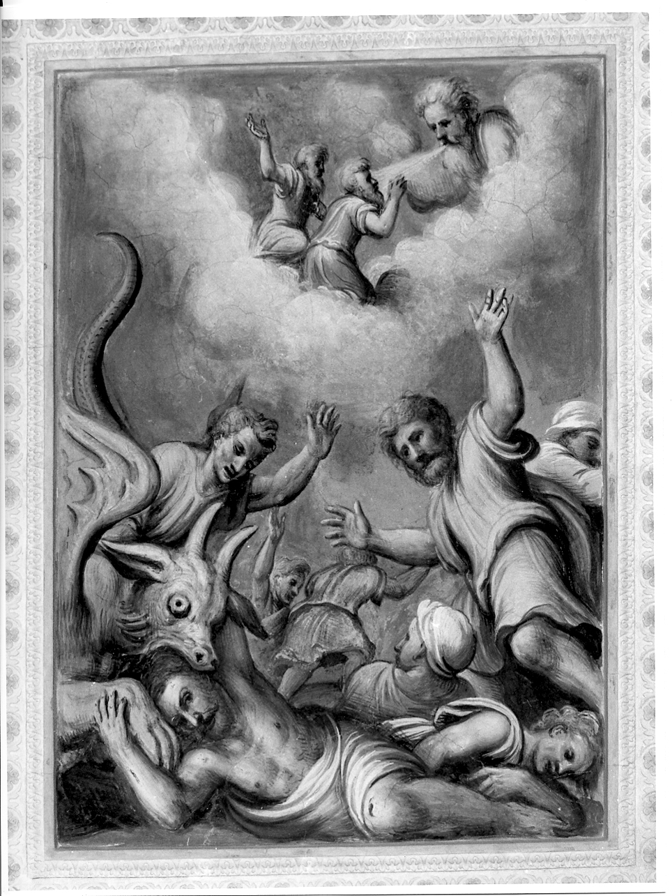 resurrezione e ascensione dei due testimoni di Dio (dipinto, elemento d'insieme) di Gambara Lattanzio (terzo quarto sec. XVI)