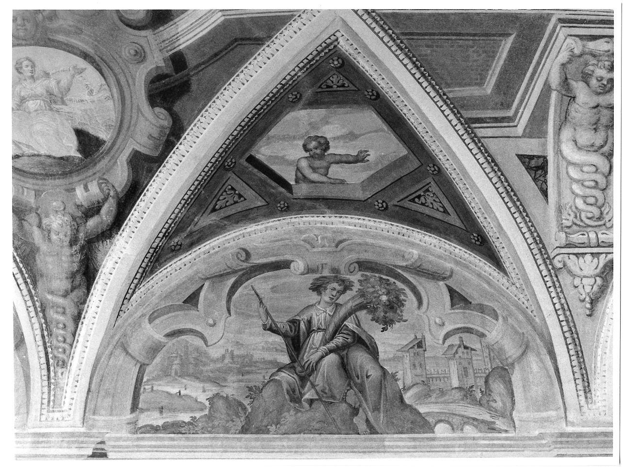 Figura allegorica maschile (dipinto, elemento d'insieme) di Marone Pietro (fine sec. XVI)