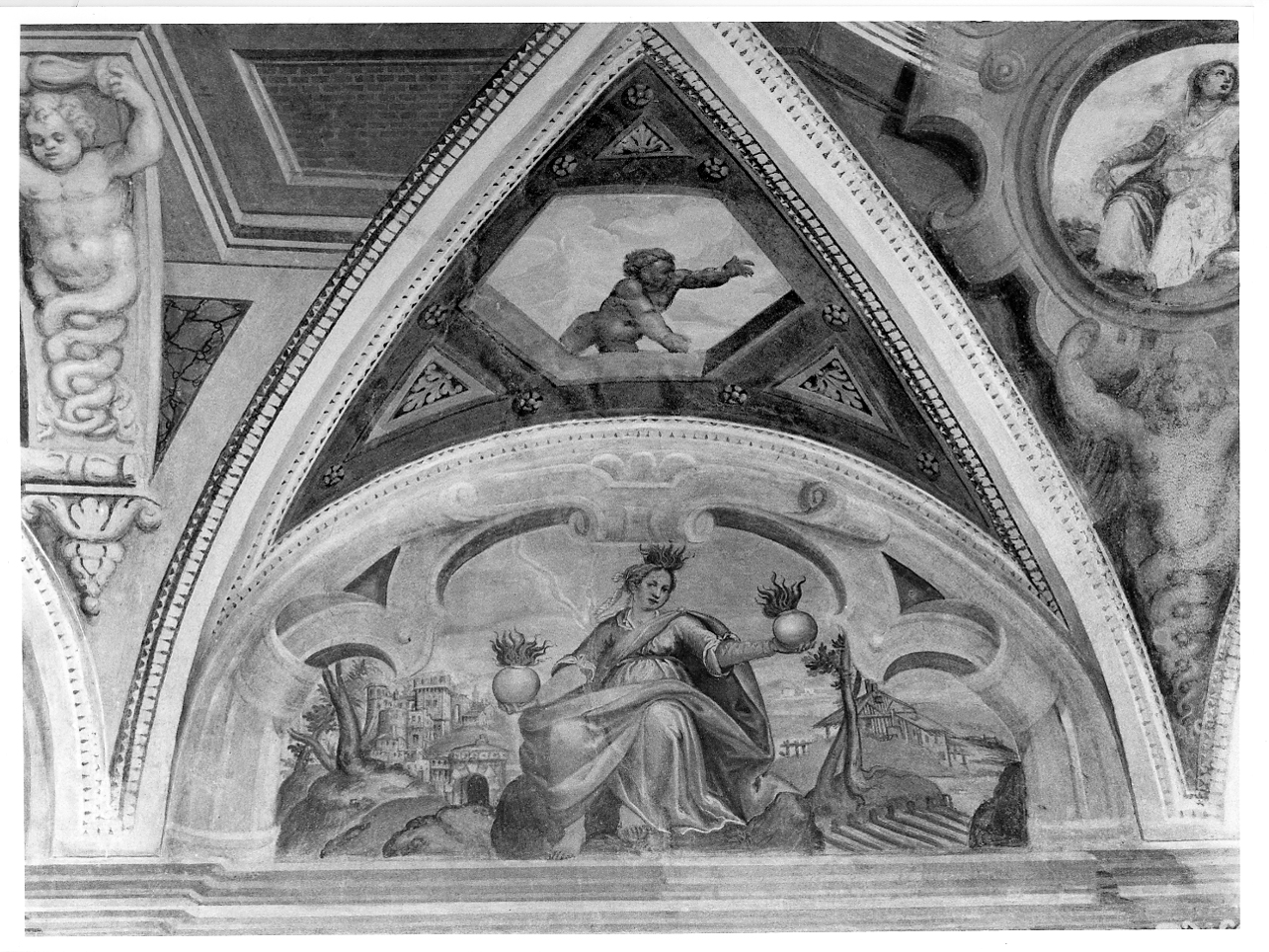 Figura allegorica femminile (Eloquenza ?) (dipinto, elemento d'insieme) di Marone Pietro (fine sec. XVI)