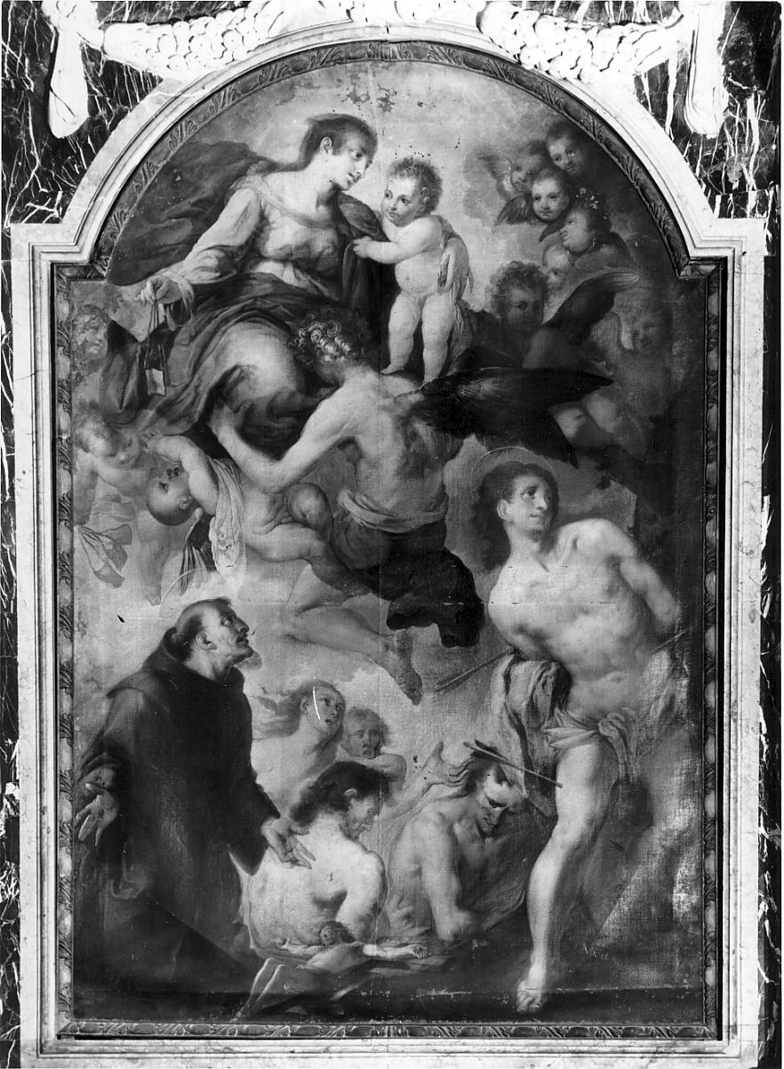Madonna del Carmelo intercede per le anime del purgatorio (dipinto, opera isolata) di Meves Martino (attribuito), Meves Giovanni (attribuito) (sec. XVIII)