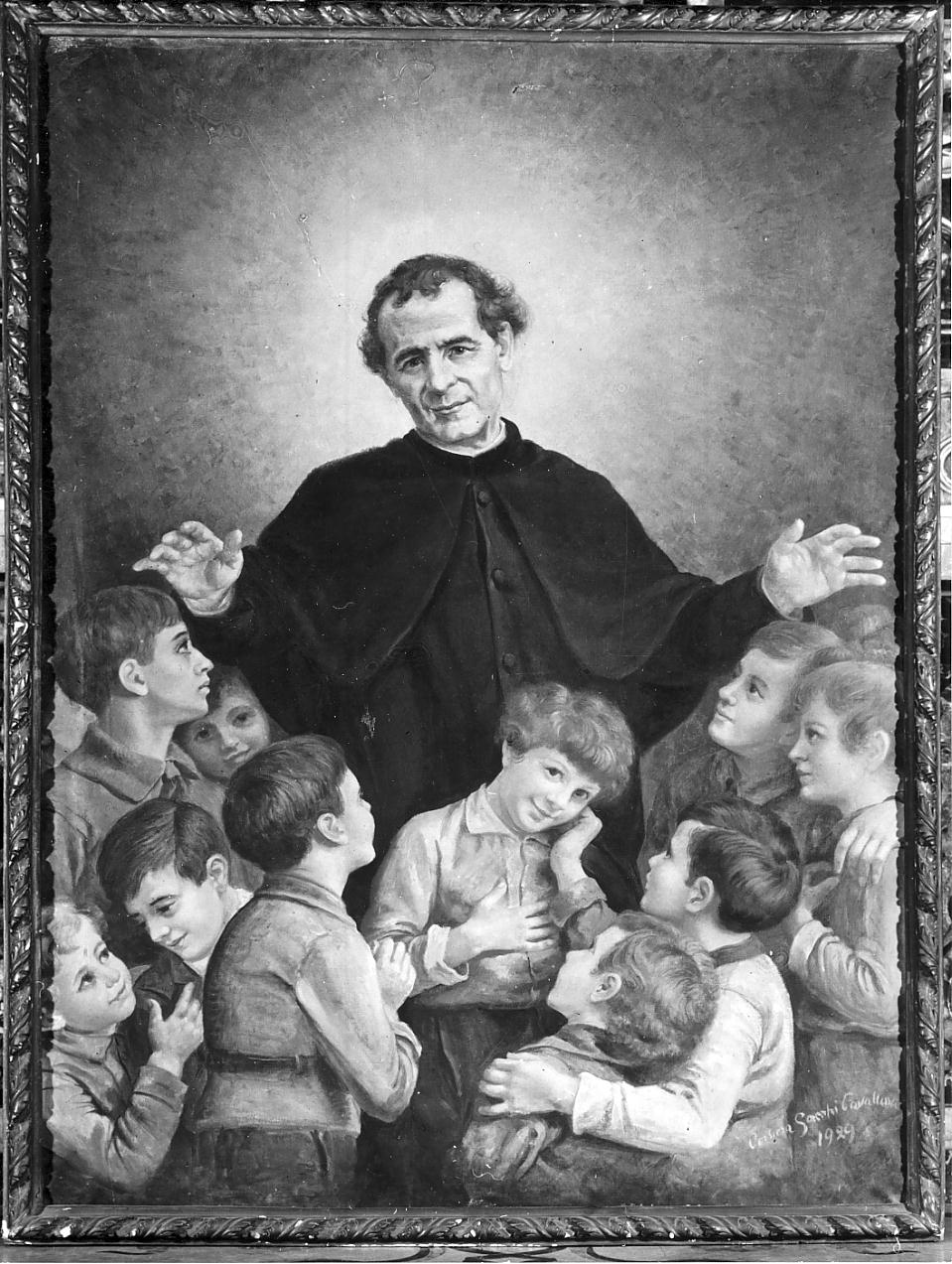 San Giovanni Bosco tra i fanciulli (dipinto, opera isolata) di Sacchi Cavallaia C (sec. XX)
