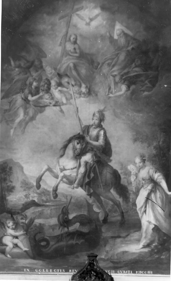 San Giorgio uccide il drago (pala d'altare, opera isolata) di Celesti Andrea (inizio sec. XVIII)