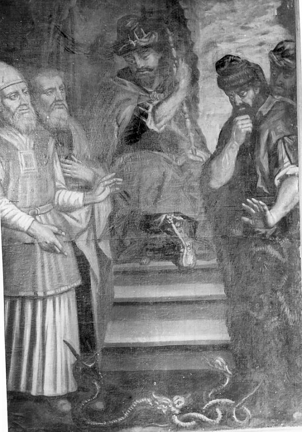 Episodio dall'Esodo, capitolo 7, versetti 10-12 (dipinto, opera isolata) - ambito Italia settentrionale (sec. XVII)