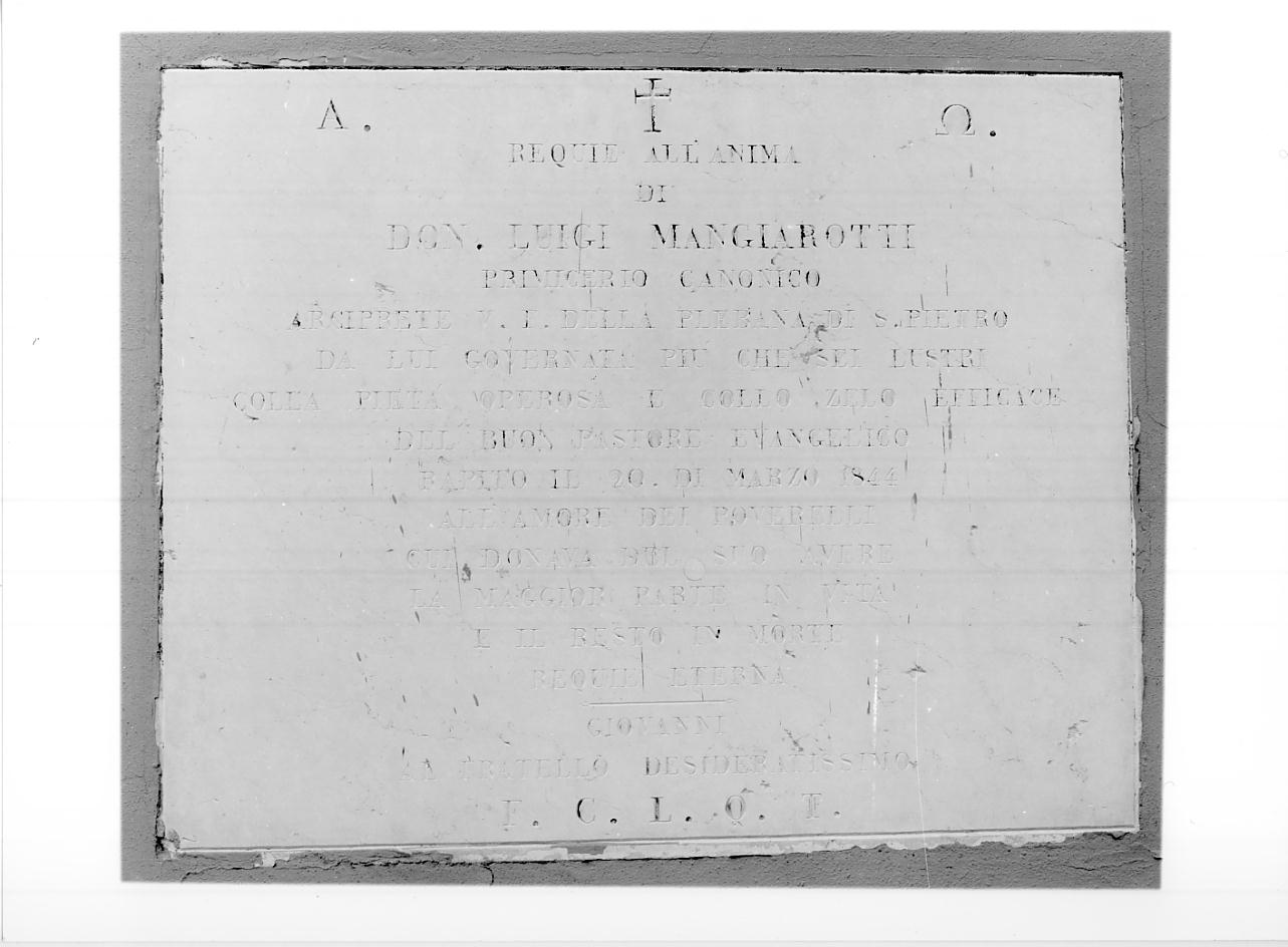 lapide commemorativa, opera isolata - ambito mantovano (sec. XIX)