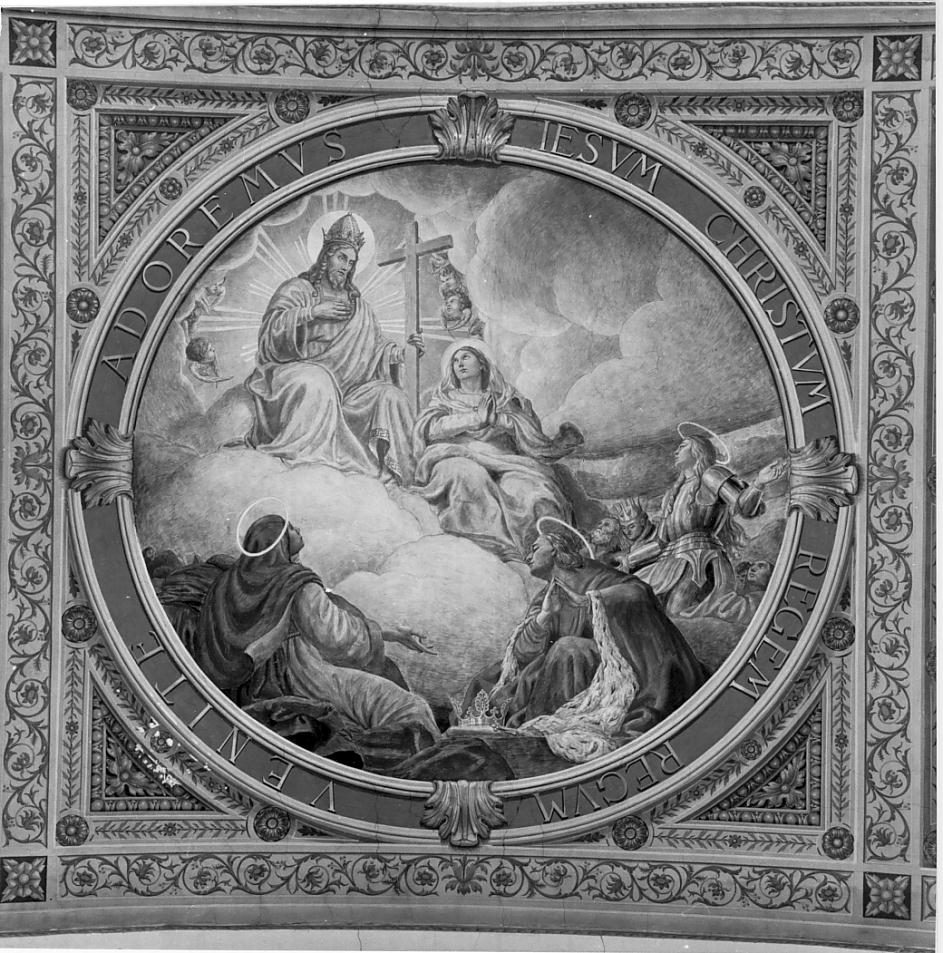 Cristo in gloria con la Beata Vergine Maria (dipinto, elemento d'insieme) di Miolato Gaetano (sec. XX)