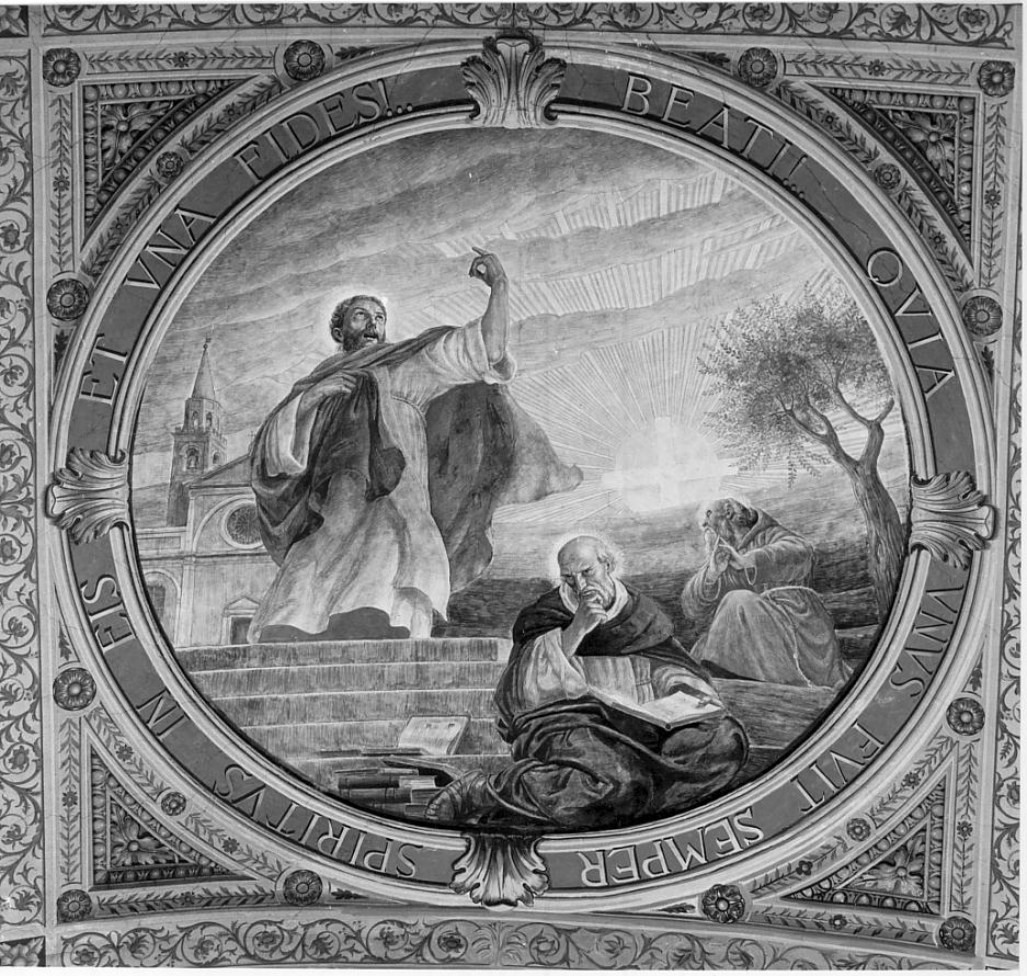 San Pietro con due santi (dipinto, elemento d'insieme) di Miolato Gaetano (sec. XX)