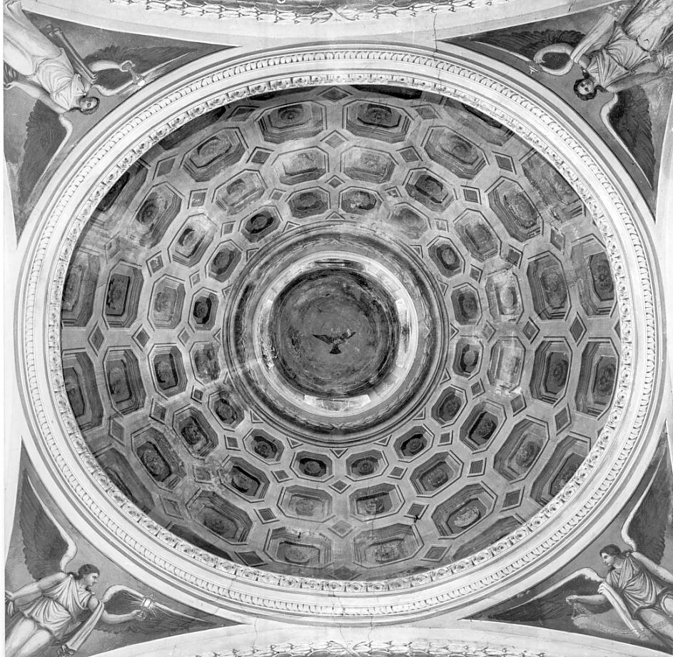 colomba dello Spirito Santo, finti cassettoni, ghirlande (dipinto, ciclo) - ambito mantovano (prima metà sec. XIX)