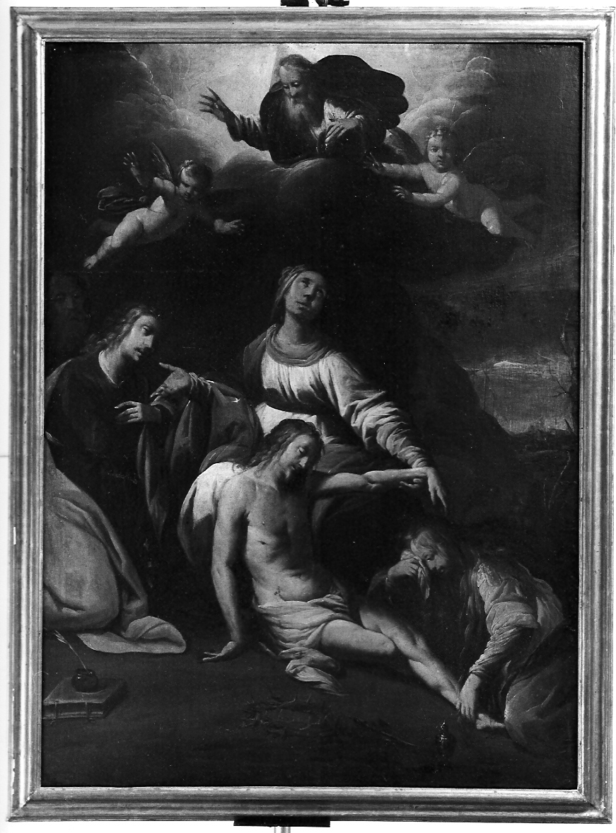 Pietà (dipinto, opera isolata) di Inchiocco Giovanni Giacomo detto Barbello (sec. XVII, sec. XX)