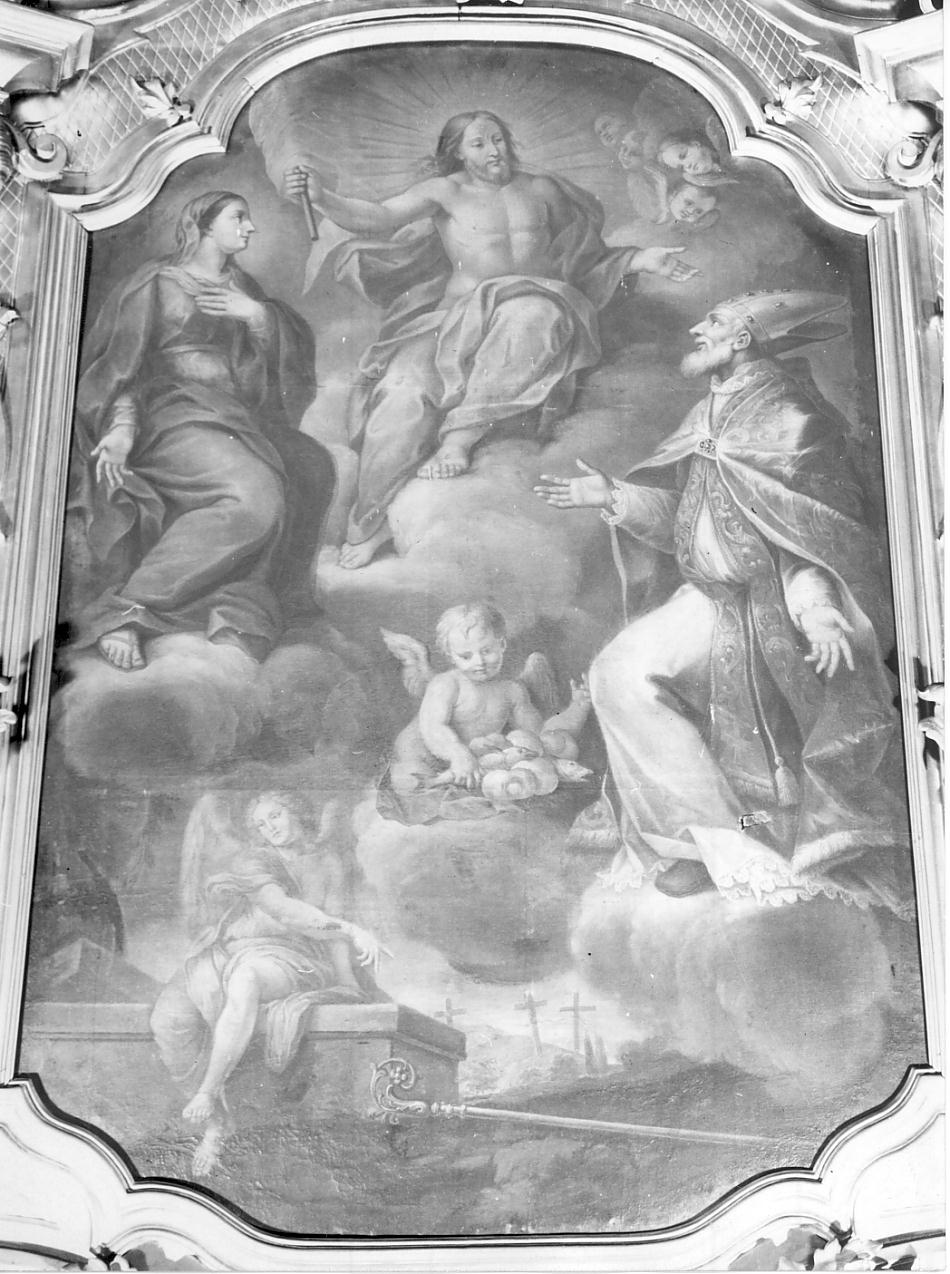 Cristo risorto appare alla Madonna e a San Siro Vescovo (dipinto, opera isolata) di Borroni Vincenzo (seconda metà sec. XVIII)