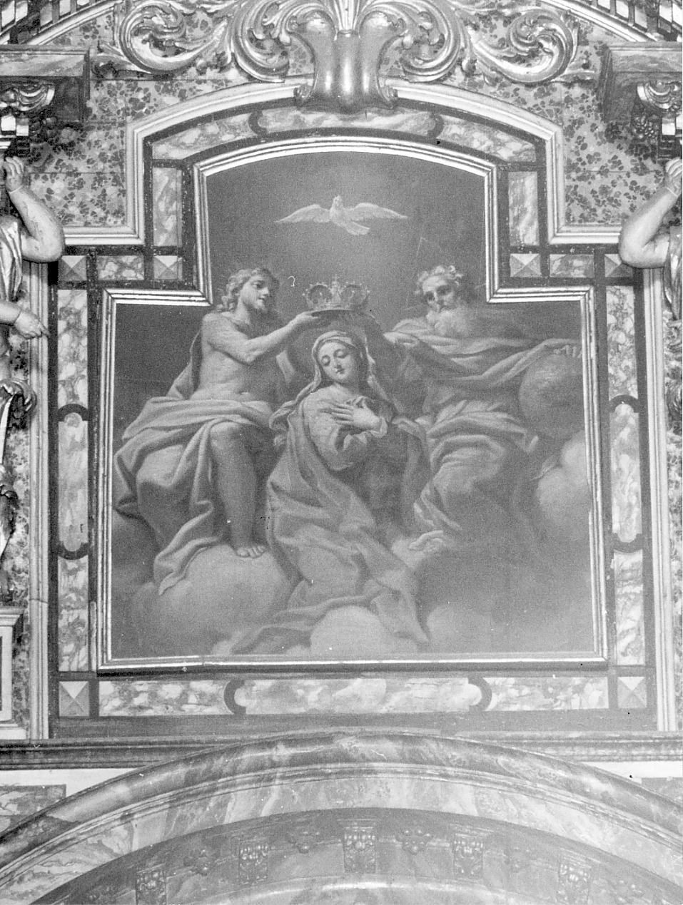 incoronazione di Maria Vergine (dipinto, opera isolata) di Massarotti Angelo (fine/inizio secc. XVII/ XVIII)