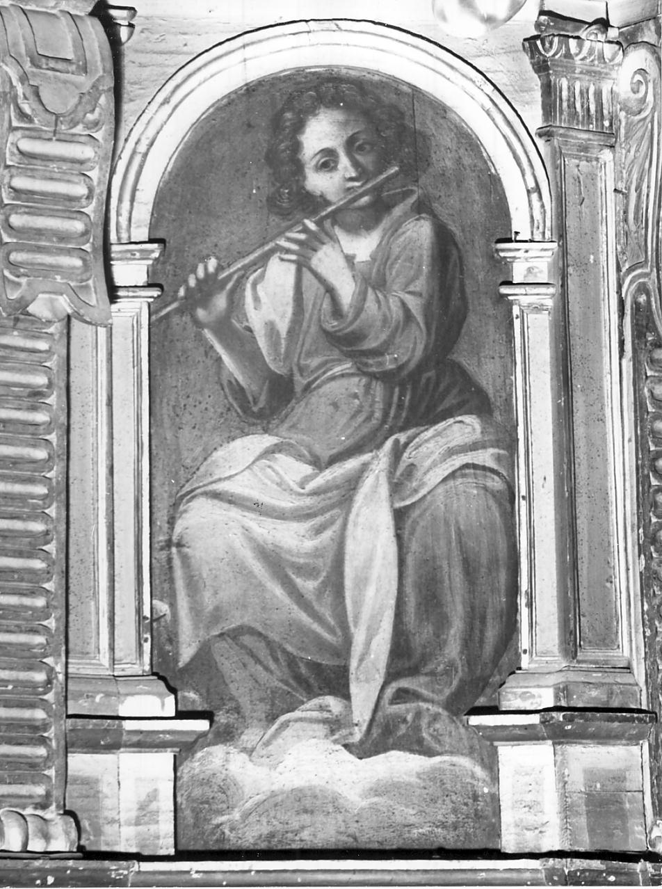 suonatore di liuto (dipinto, elemento d'insieme) di Pesenti Vincenzo detto Sabbioneta (attribuito) (sec. XVI)