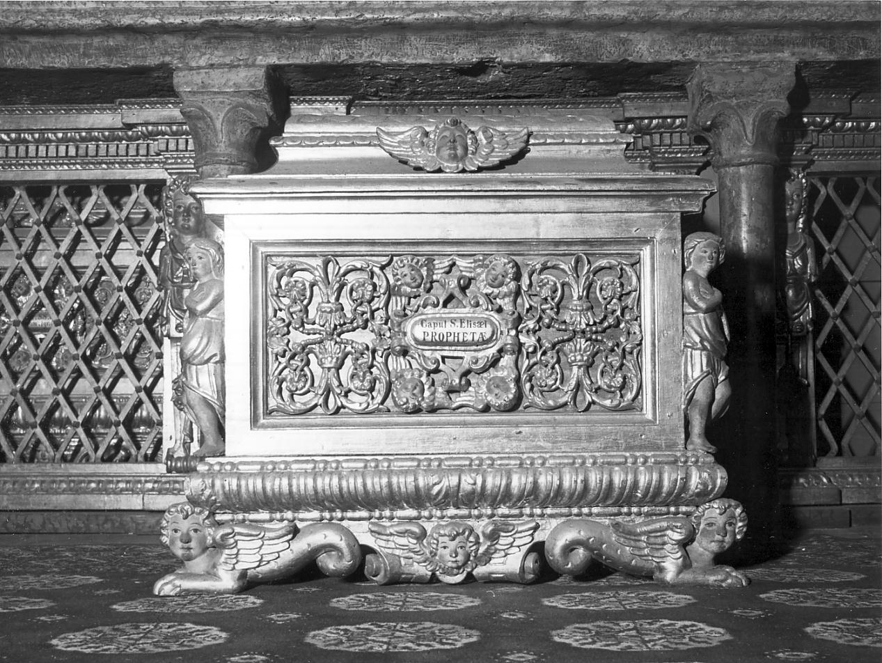 reliquiario a teca - a urna, coppia - ambito italiano (seconda metà sec. XVI)