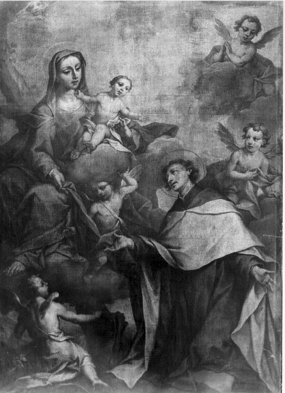 San Simone Stock riceve dalla Madonna lo scapolare (dipinto, opera isolata) di Fabbri Pietro detto dell'Oboe (attribuito) (sec. XVIII)
