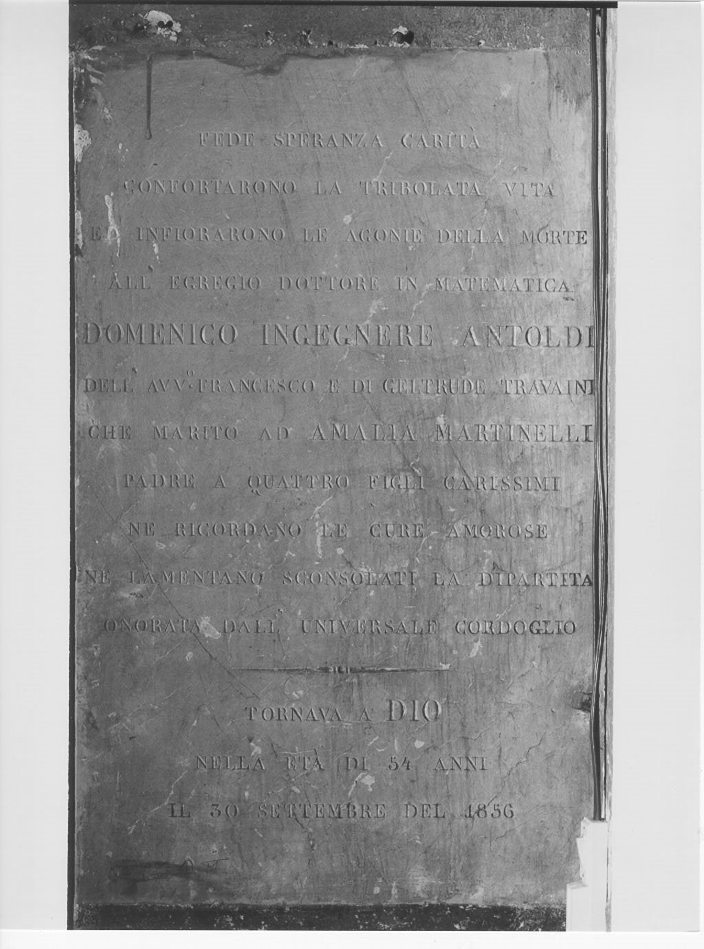 lapide commemorativa, opera isolata - manifattura mantovana (sec. XIX)