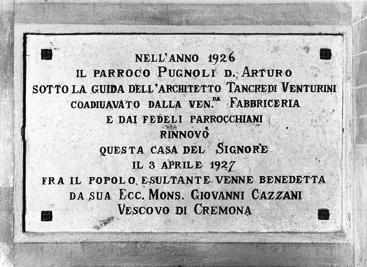 lapide, opera isolata - ambito cremonese (sec. XX)