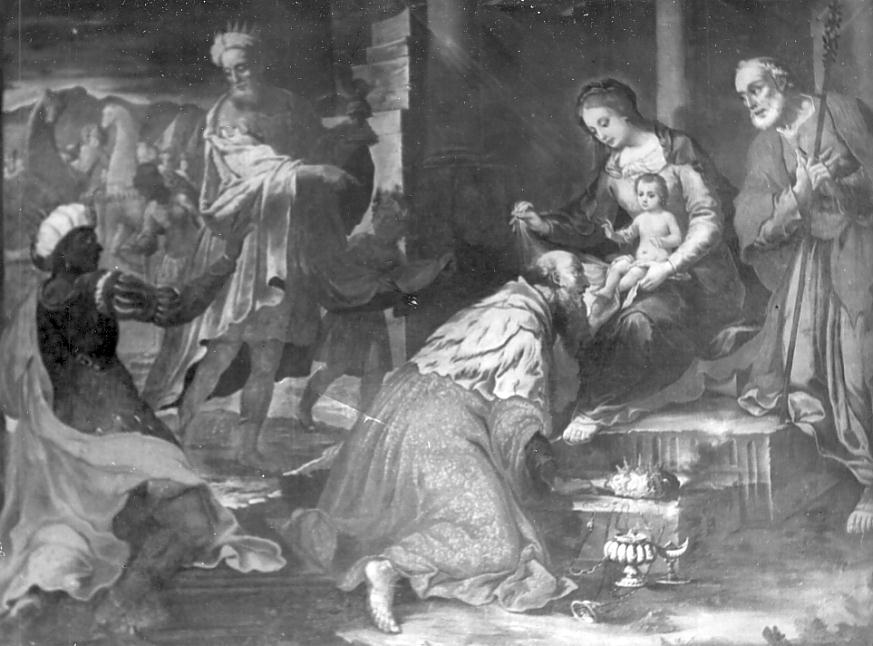 adorazione dei Re Magi (dipinto, opera isolata) di Celesti Andrea (sec. XVII)