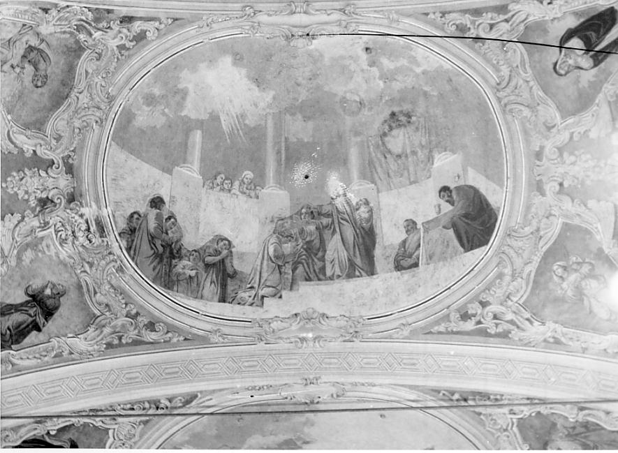 ordinazione di Santo Stefano e quattro santi (dipinto, complesso decorativo) di Volpi Giulio (sec. XIX)