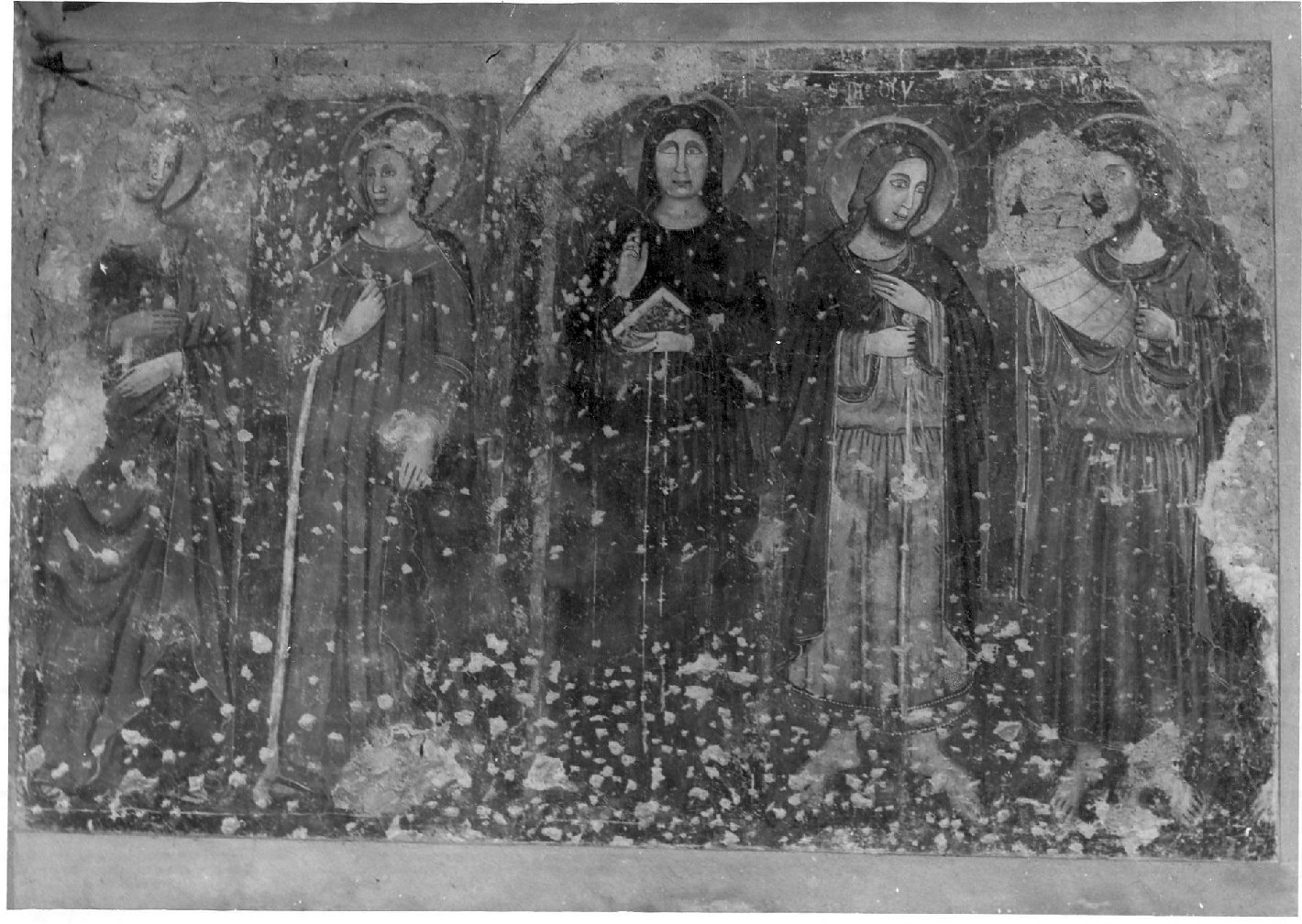 Teoria di nove santi (dipinto, opera isolata) - ambito Italia settentrionale (sec. XIV)