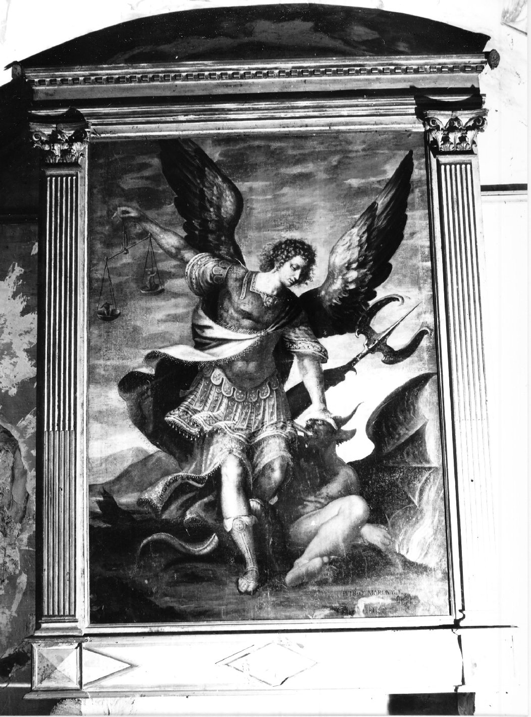 San Michele Arcangelo (dipinto, opera isolata) di Marone Pietro (attribuito) (sec. XVI)
