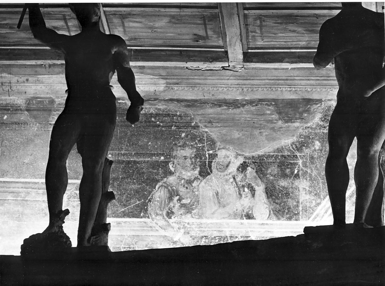 personaggi affacciati ad una loggia (dipinto, elemento d'insieme) - ambito veneto (sec. XVI)