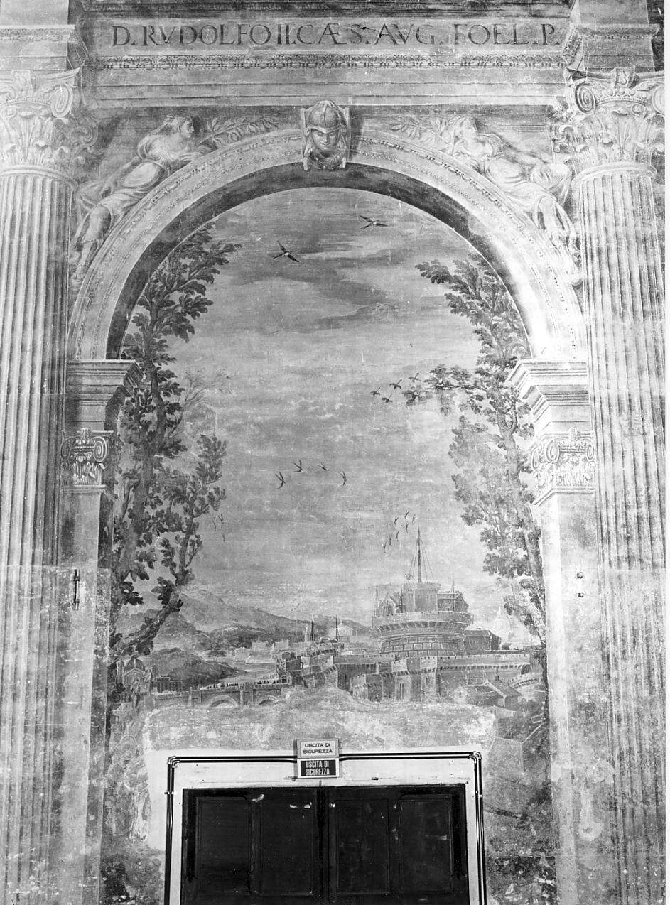veduta di Castel Sant'Angelo (decorazione pittorica, elemento d'insieme) - ambito veneto (sec. XVI)