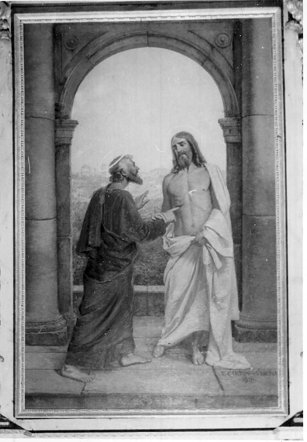Gesù e San Tommaso (dipinto, opera isolata) di Carton V (sec. XX)