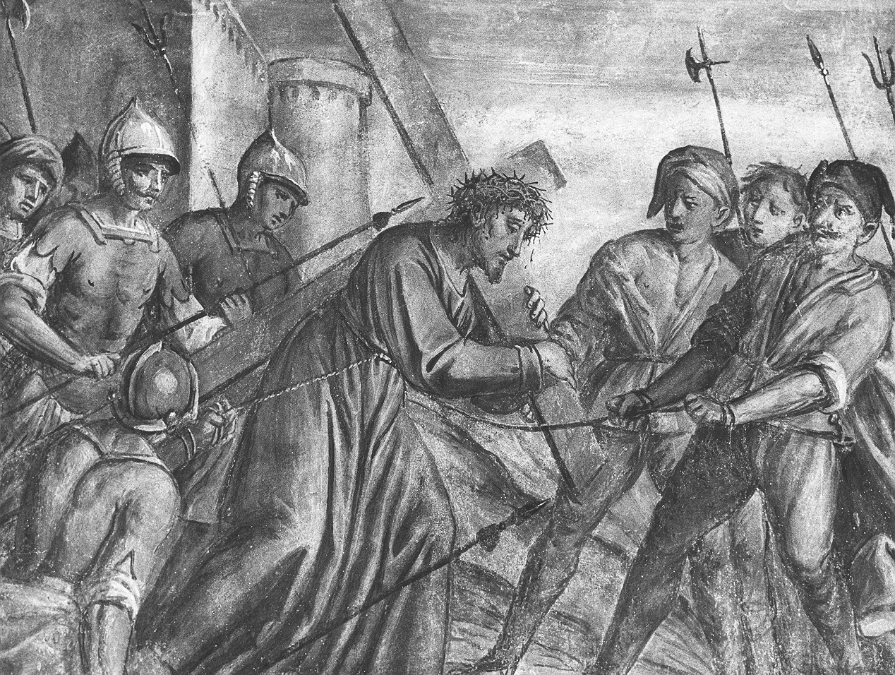 stazione II: Gesù caricato della croce (dipinto, opera isolata) di Voltolini Domenico (prima metà sec. XVIII)