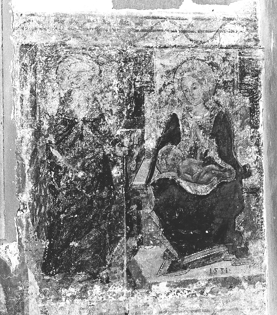 Madonna con Bambino e Sant'Antonio (dipinto, opera isolata) - ambito italiano (sec. XVI)