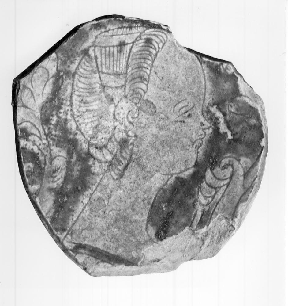 donna che si trafigge (formella, frammento) - manifattura cremonese (fine/inizio secc. XV/ XVI)