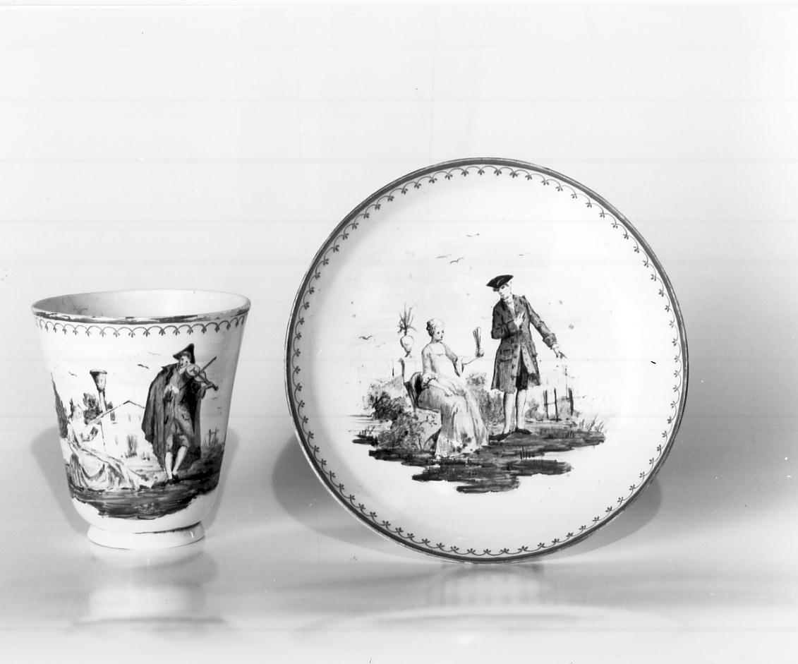 dama e cavaliere su sfondo agreste (servizio da caffè, insieme) di Miotto bottega (attribuito) (fine sec. XVIII)