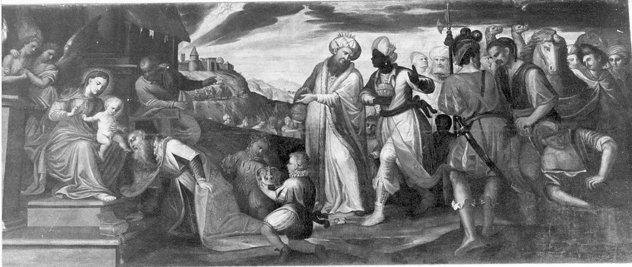 adorazione dei Re Magi (dipinto, opera isolata) - ambito veneto (seconda metà sec. XVI)